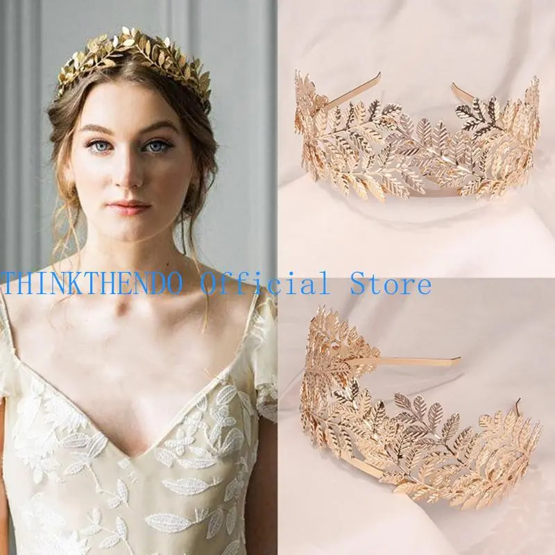 39BB Golden Series Leaves Hair Hoop Metal Headband Spring Summer Wedding Party Bride Baroque Styling Headwear