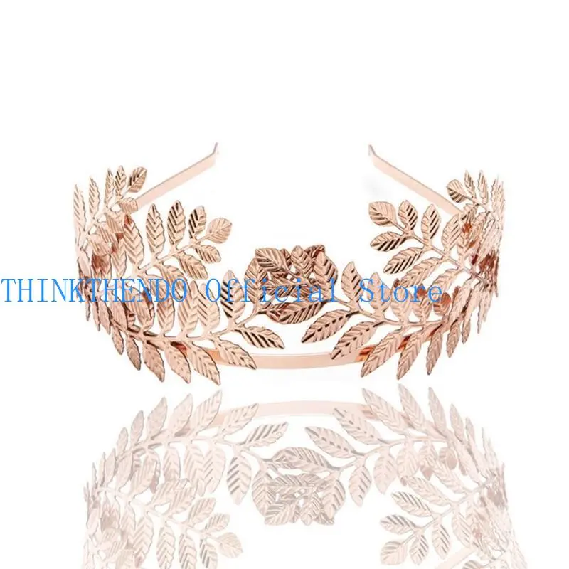 39BB Golden Series Leaves Hair Hoop Metal Headband Spring Summer Wedding Party Bride Baroque Styling Headwear