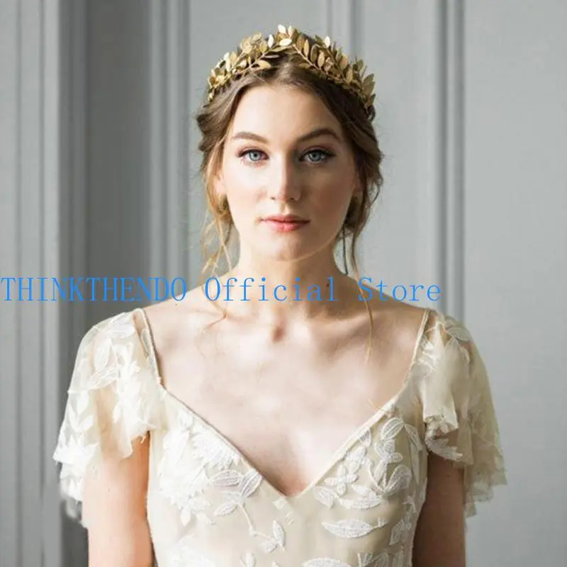 39BB Golden Series Leaves Hair Hoop Metal Headband Spring Summer Wedding Party Bride Baroque Styling Headwear