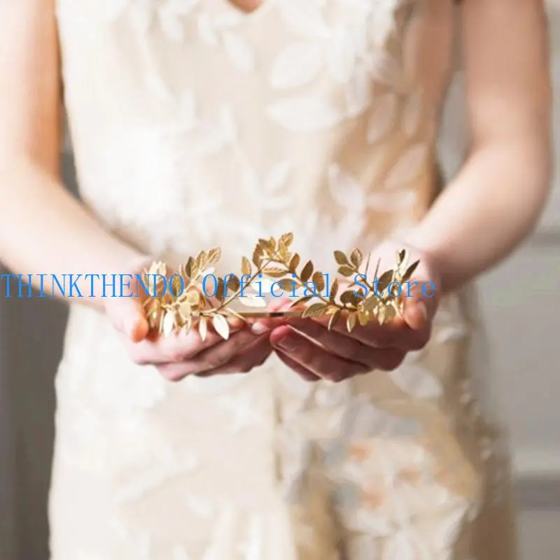 39BB Golden Series Leaves Hair Hoop Metal Headband Spring Summer Wedding Party Bride Baroque Styling Headwear