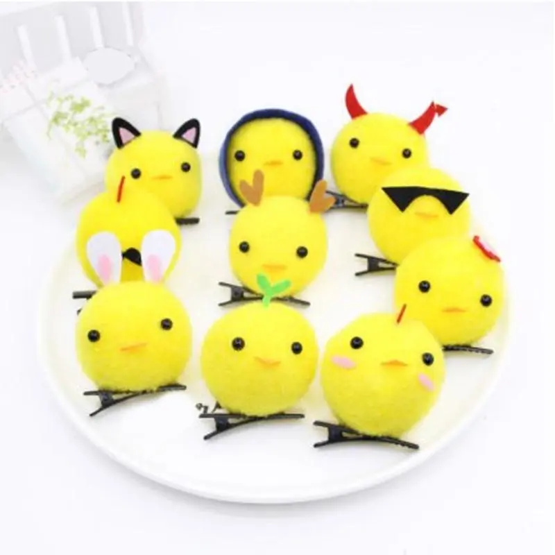 652F 3D Chicken Hair Clip Cartoon Yellow Chick Duckbill Clip Birthday Party Barrettes Music Festival Hair Styling Accessories