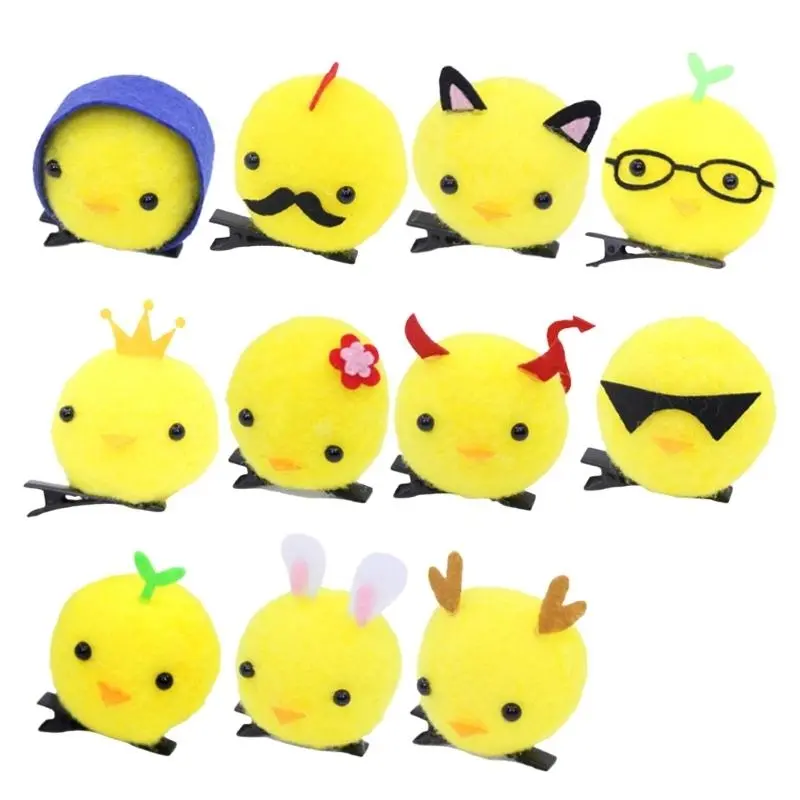 652F 3D Chicken Hair Clip Cartoon Yellow Chick Duckbill Clip Birthday Party Barrettes Music Festival Hair Styling Accessories