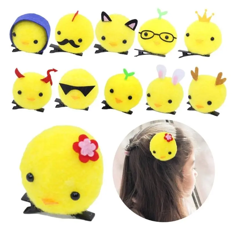 652F 3D Chicken Hair Clip Cartoon Yellow Chick Duckbill Clip Birthday Party Barrettes Music Festival Hair Styling Accessories
