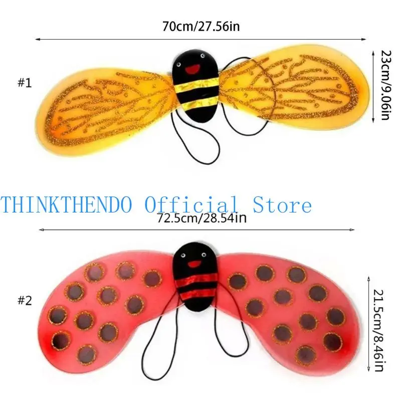 652F 1/2pcs Dress up Clothes Kids-Princess Costume Set /Ladybird Wing Headband Magic-Wand Perfect Novelty-Gifts