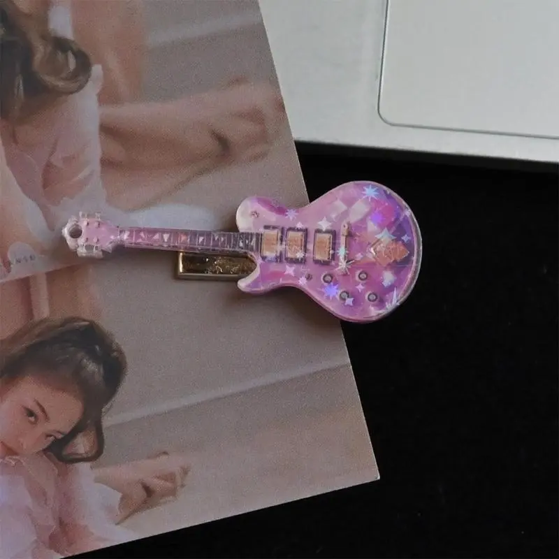 652F Acrylic Guitar Pattern Hair Pin Durability Hair Clip Lovely Styles Hair Clip for Daily Wear
