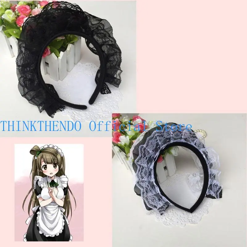 652F Girls  Lace Headwear Multilayer Lace Headband Mesh Lace Novelty Headpiece Maid Anime Cosplay Hair Ornaments