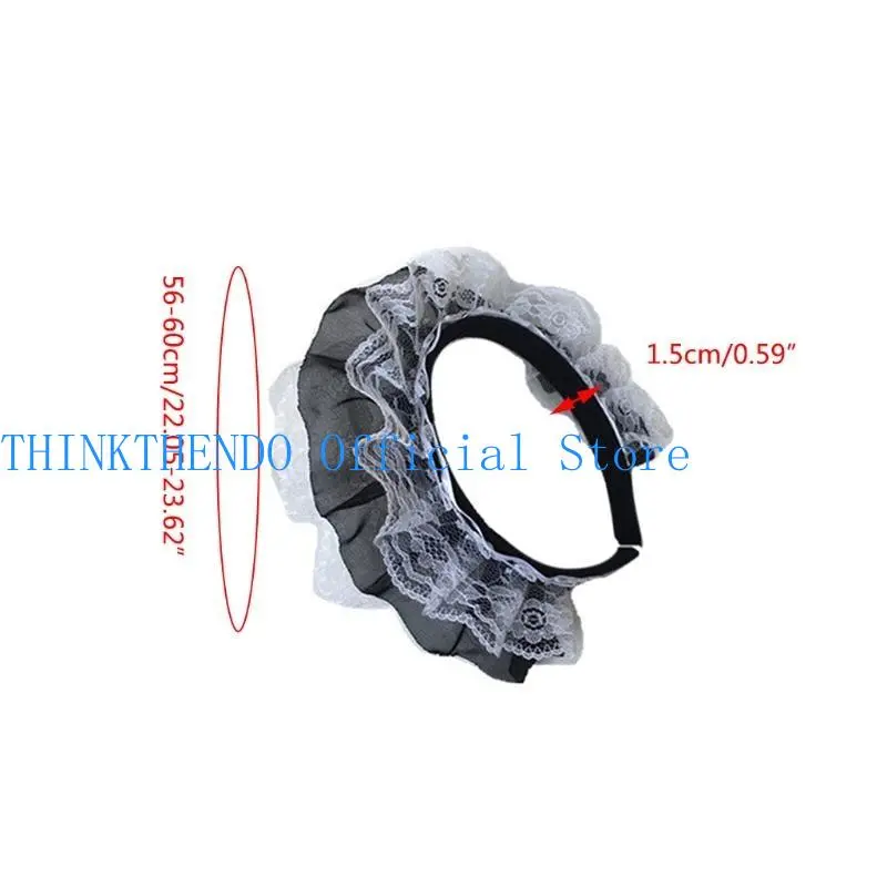 652F Girls  Lace Headwear Multilayer Lace Headband Mesh Lace Novelty Headpiece Maid Anime Cosplay Hair Ornaments
