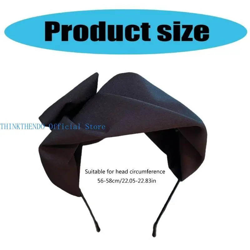 652F Black Silk Scarf Hairband Ladies Vintage Styles Headwear Playfulness Hair Hoop for Evening Wear and Teas Parties