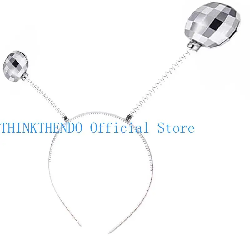 652F Sequined Disco Headband Music Festival Decorative Headdress 70s Party Vintage Hairhoop Cosplay Costume Accessories