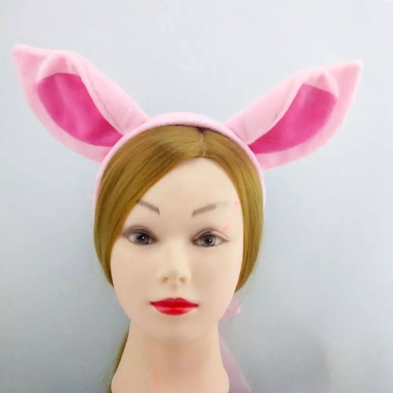652F Pink Pig Costume Set Soft Pig Ear Headband Nose Tail Halloween Animal Headdress Cosplay Props for Party Decoration