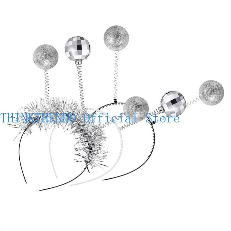 652F Sequined Disco Headband Music Festival Decorative Headdress 70s Party Vintage Hairhoop Cosplay Costume Accessories