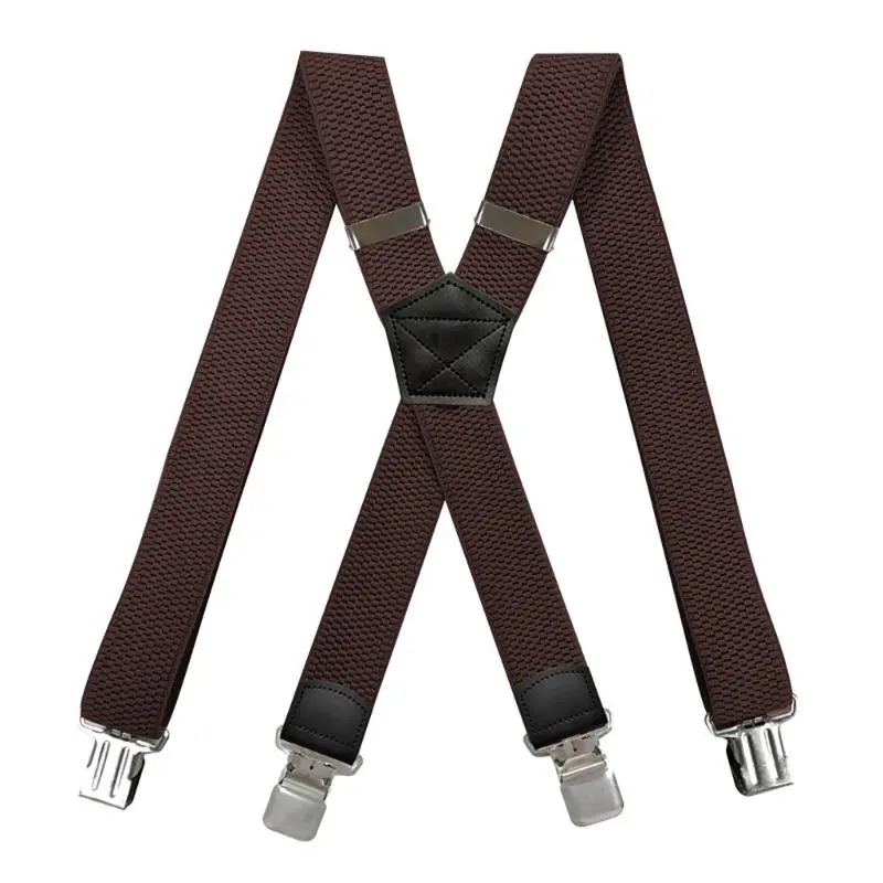 652F Men Wide Suspenders Men's Shirt Holders Elastic Leg Suspenders Straps for Even Weight Distribution