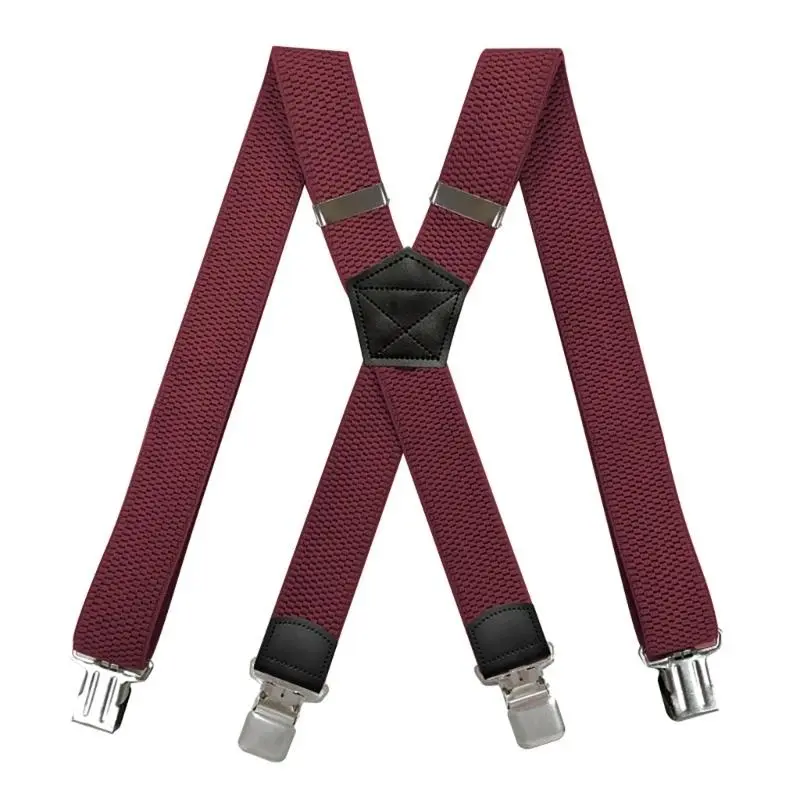 652F Men Wide Suspenders Men's Shirt Holders Elastic Leg Suspenders Straps for Even Weight Distribution