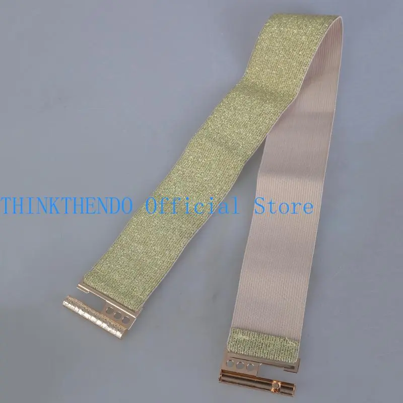 652F Fashion Wide Corset Belt Women Elastic Gold Waspie Belt for Teenager Girl Glitter Waist Cincher DownJacket Dress Decor