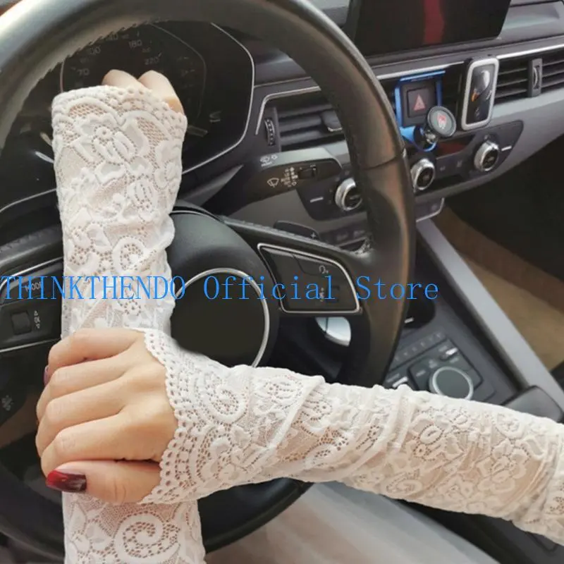 652F Lace Flower Sleeves for Cycling Driving Sumproof Cooling Arm Sleeves Arm Protectors Women Summer Decorative Arm Covers