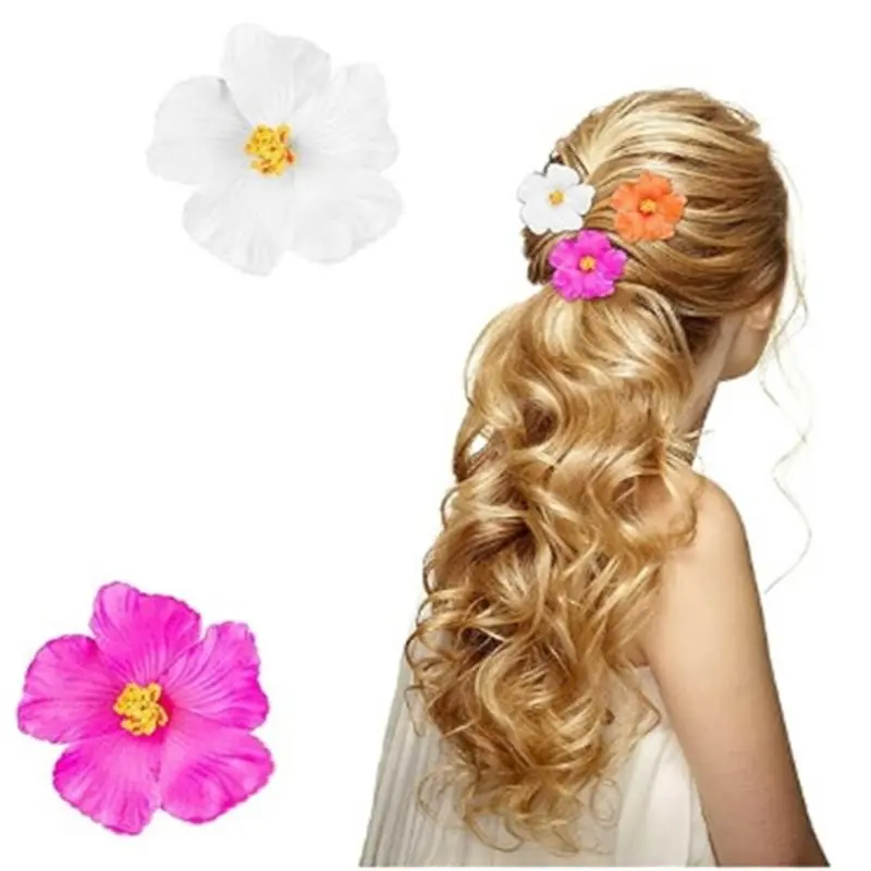 652F Artificial Hibiscus Flower Hair Clip Strong Secure For Weddings Parties And Beach Vacation Women Hair Decoration