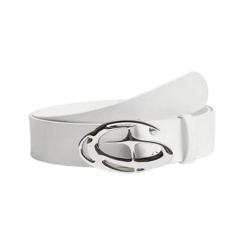 652F Waist Belt Round Buckle Classical Skinny Belt for Dress Casual Wear PU Skinny Belt for Wrap Dress Pants