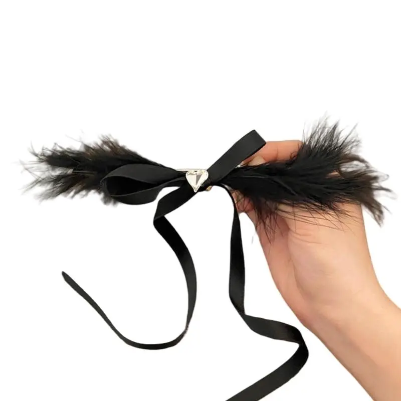 652F Gothic Bows Hair Clip 2000s Trend Side Clip Bows Wing Heart Bowknot Balletcore Sweet Cool Photo Props