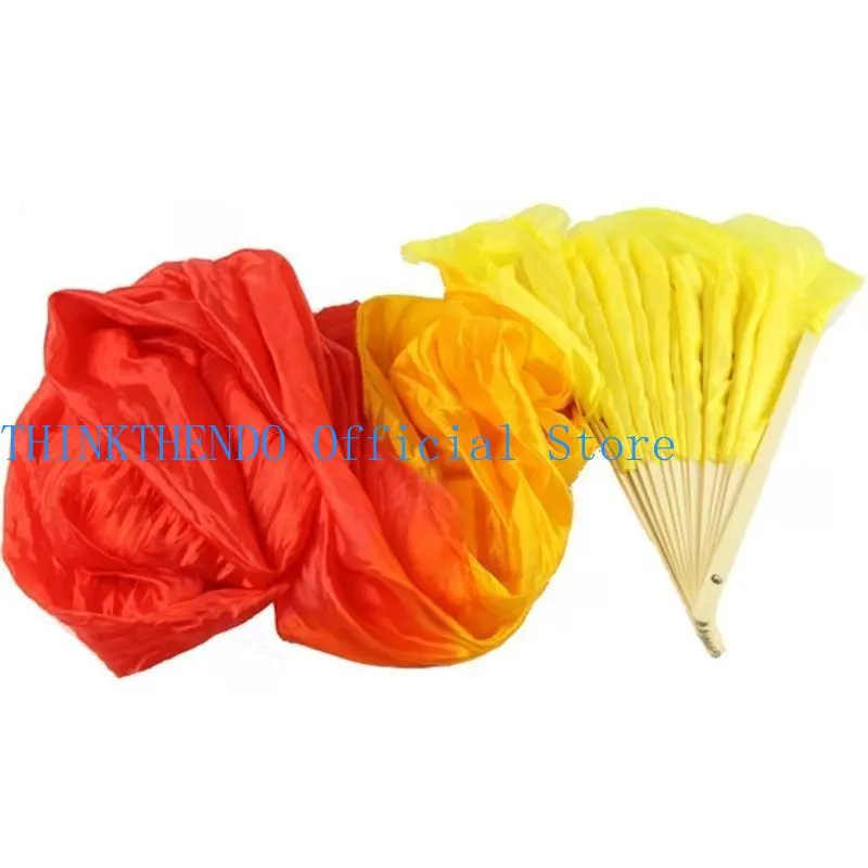 39BB Colors Silk Belly Dance Fan Female National Dance Dancing Long Bamboo Fan Long Folding Fans 11.81 inch Performance Props