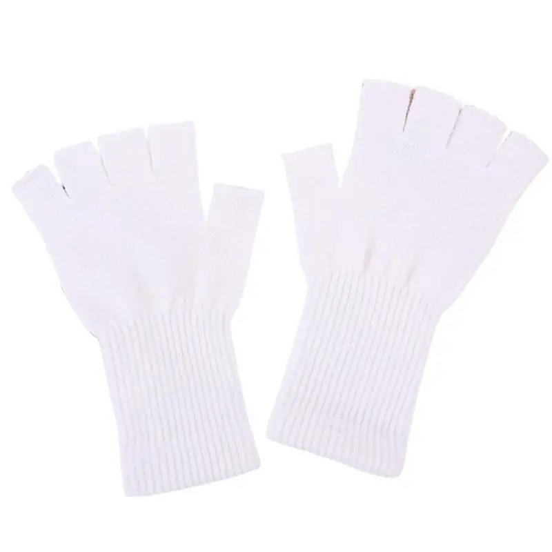 652F 21cm 1 Pair Unisex Half Finger Gloves Winter Knit Warm Mittens Fingerless Gloves for Men and Women