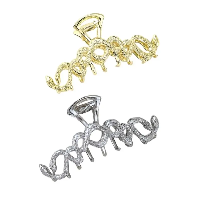 652F Large Snake Claw Clip Hair Claw for Female and Girl Metal Hair Clamp Strong Jaw Clip Ponytail Holder Hair Shaping Tool
