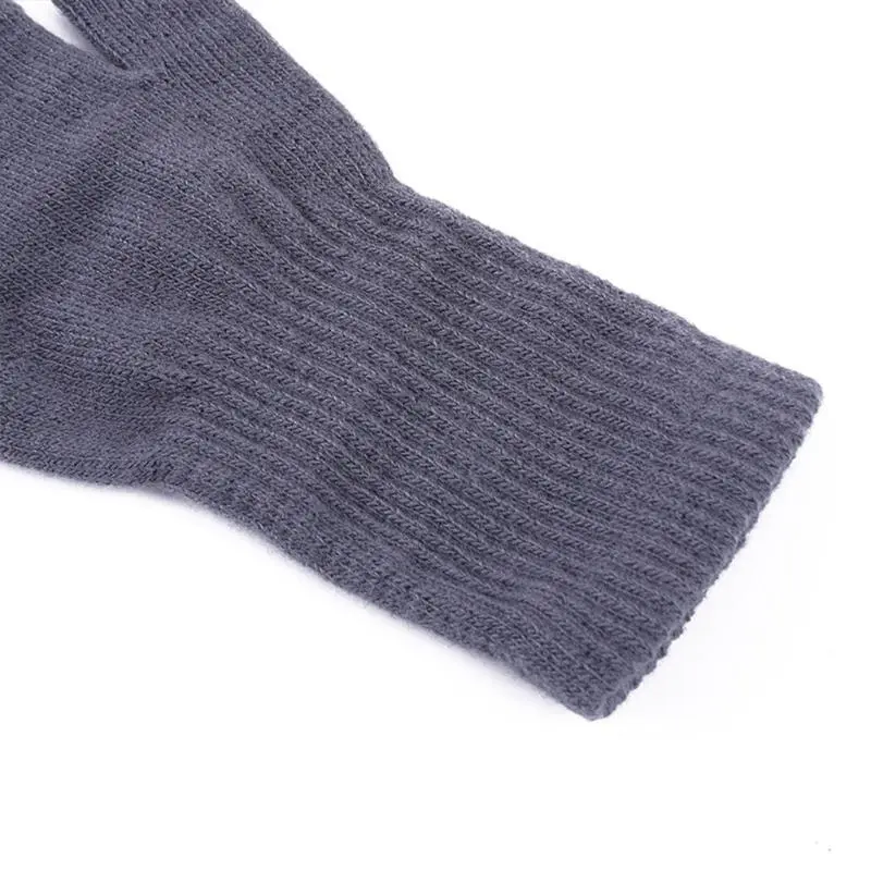 652F 21cm 1 Pair Unisex Half Finger Gloves Winter Knit Warm Mittens Fingerless Gloves for Men and Women