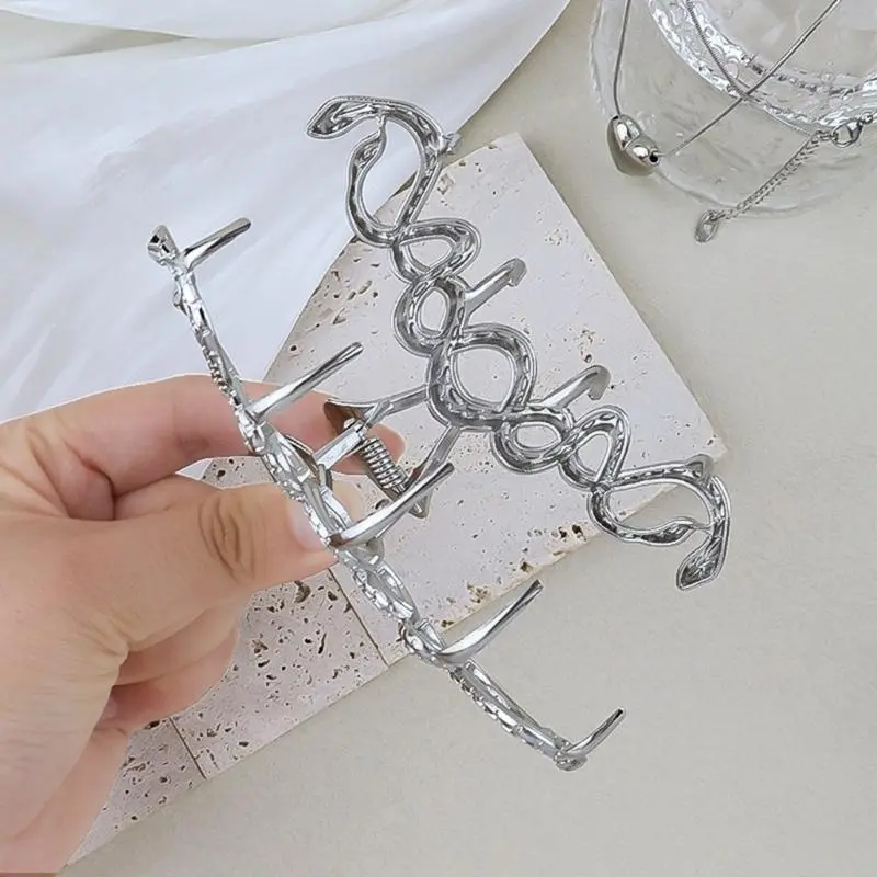 652F Large Snake Claw Clip Hair Claw for Female and Girl Metal Hair Clamp Strong Jaw Clip Ponytail Holder Hair Shaping Tool