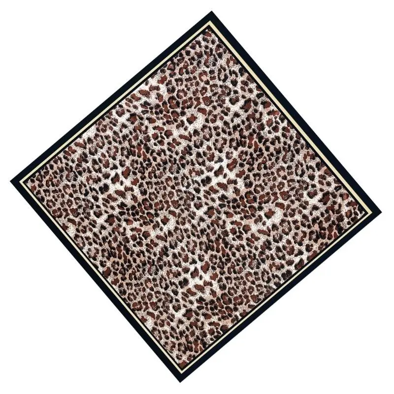 652F Stylish Leopard Pattern Scarf Imitation Silk Necktie Scarf Fashionable Neckerchief Enhancing Look for Lady Women