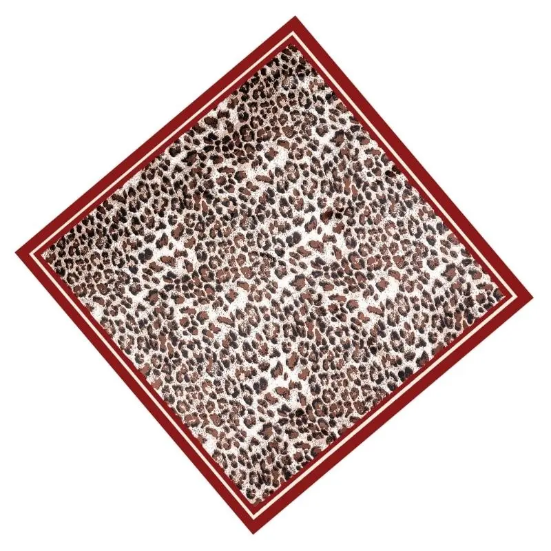 652F Stylish Leopard Pattern Scarf Imitation Silk Necktie Scarf Fashionable Neckerchief Enhancing Look for Lady Women