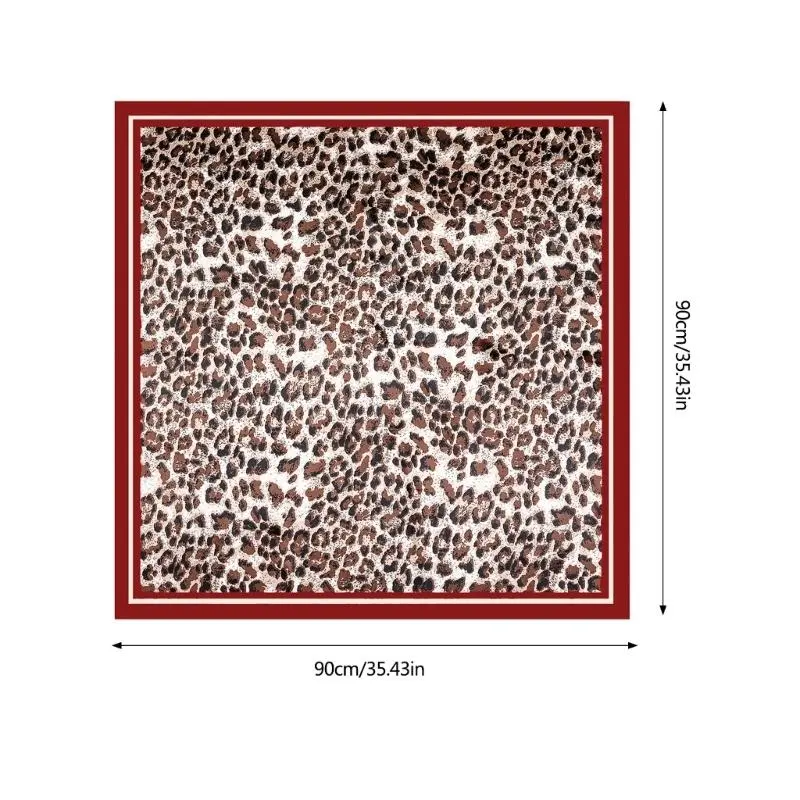 652F Stylish Leopard Pattern Scarf Imitation Silk Necktie Scarf Fashionable Neckerchief Enhancing Look for Lady Women