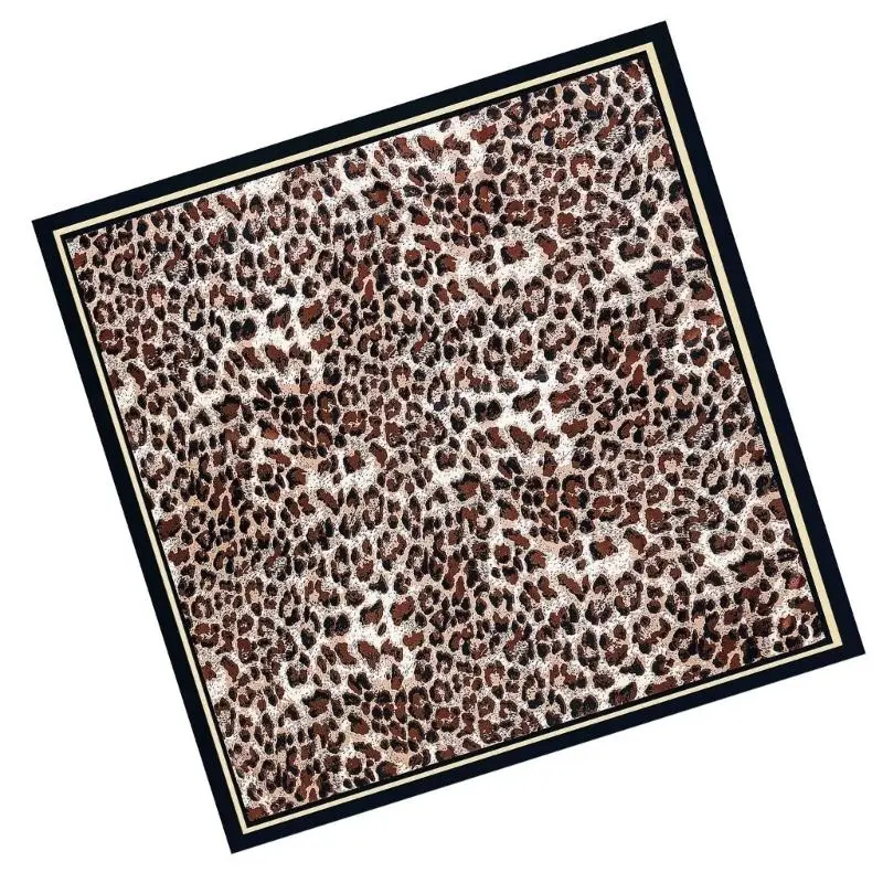 652F Stylish Leopard Pattern Scarf Imitation Silk Necktie Scarf Fashionable Neckerchief Enhancing Look for Lady Women