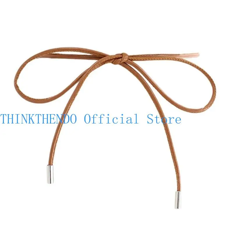 652F Creative Female Slimming Waist Chain Delicate PU Leather Belt Banquets Dress Women Banquets Proms Knotted Waist Belt