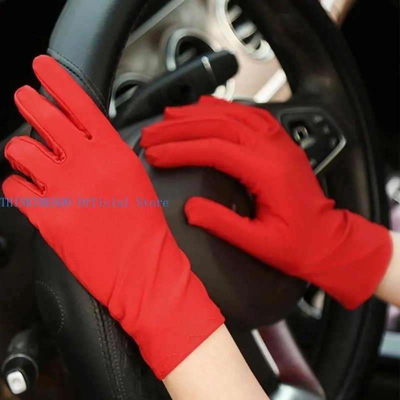 652F 2pcs Thickened Stretchable Lining Gloves Solid Color Women's Jewelry Mittens for Business Professionals and Event