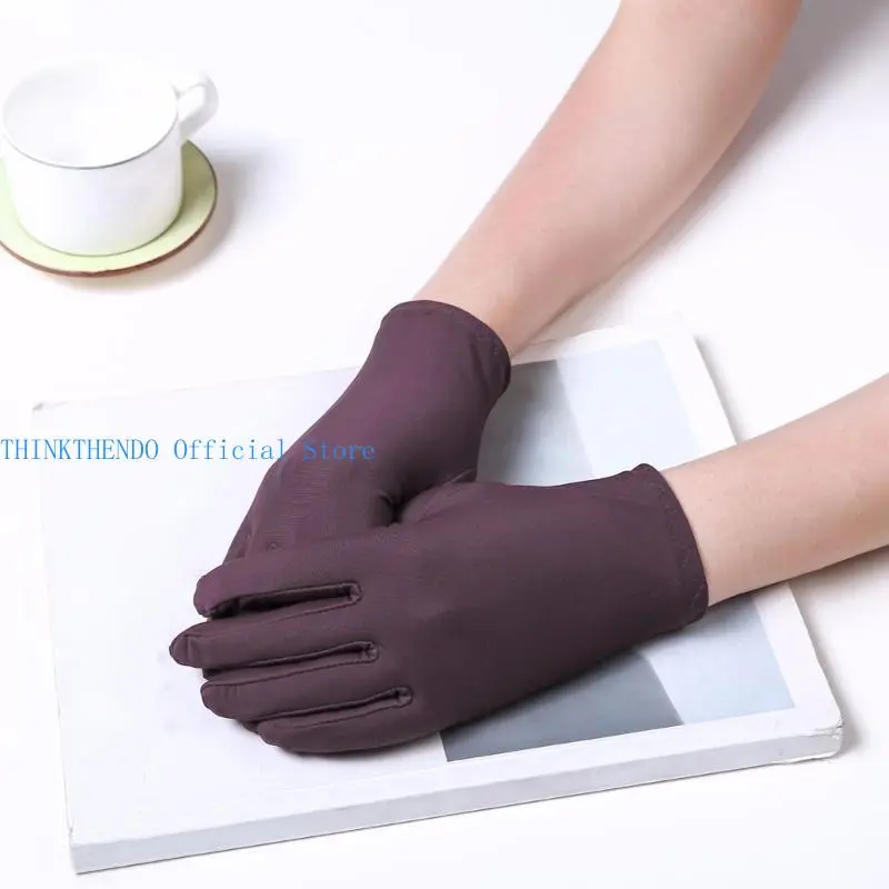 652F 2pcs Thickened Stretchable Lining Gloves Solid Color Women's Jewelry Mittens for Business Professionals and Event