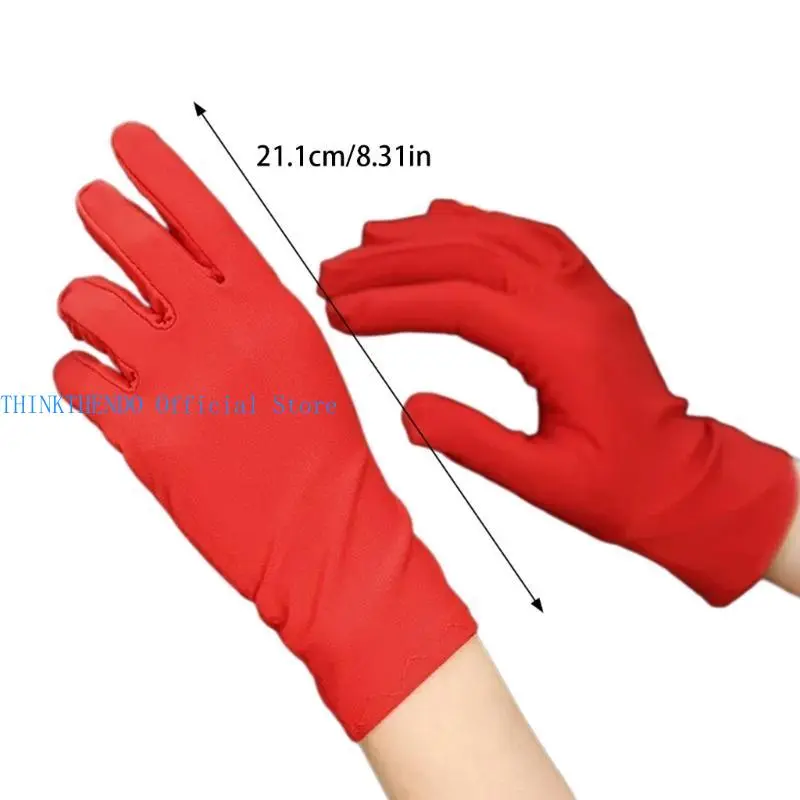 652F 2pcs Thickened Stretchable Lining Gloves Solid Color Women's Jewelry Mittens for Business Professionals and Event