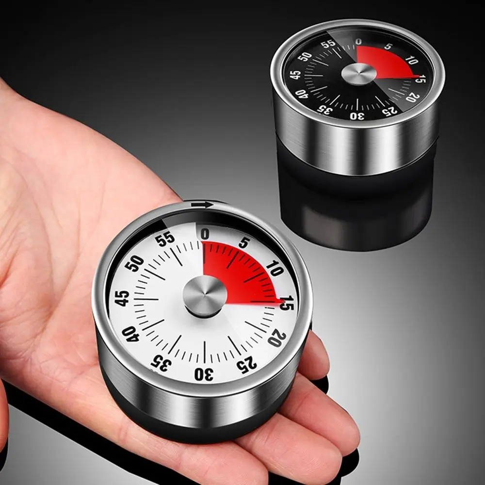 Kitchen Tool Stainless Steel Mechanical Timer Magnetic Sounding Rotating Timer Adsorbable Time Manager Alarm Clock Exercise