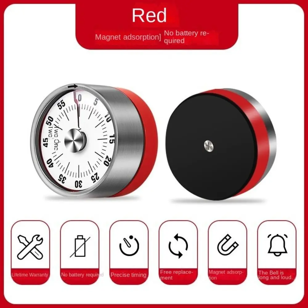Kitchen Tool Stainless Steel Mechanical Timer Magnetic Sounding Rotating Timer Adsorbable Time Manager Alarm Clock Exercise