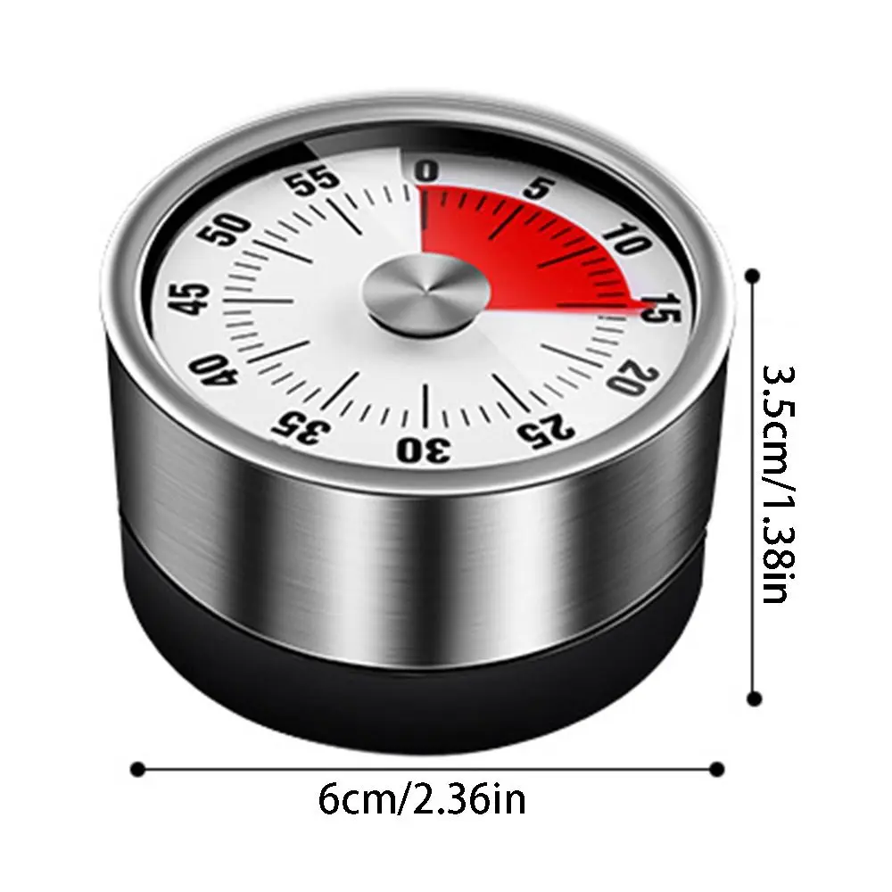 Kitchen Tool Stainless Steel Mechanical Timer Magnetic Sounding Rotating Timer Adsorbable Time Manager Alarm Clock Exercise