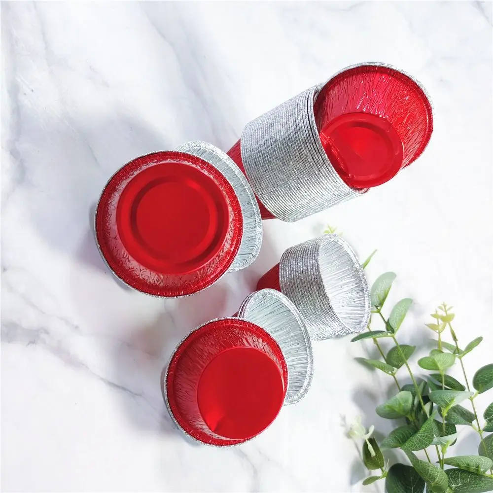 50Pcs Disposable Aluminum Tin Foil Baking Pans Food Grade Non-stick Tinfoil Tray Fast Heating Practical Baking Cup Tray Egg