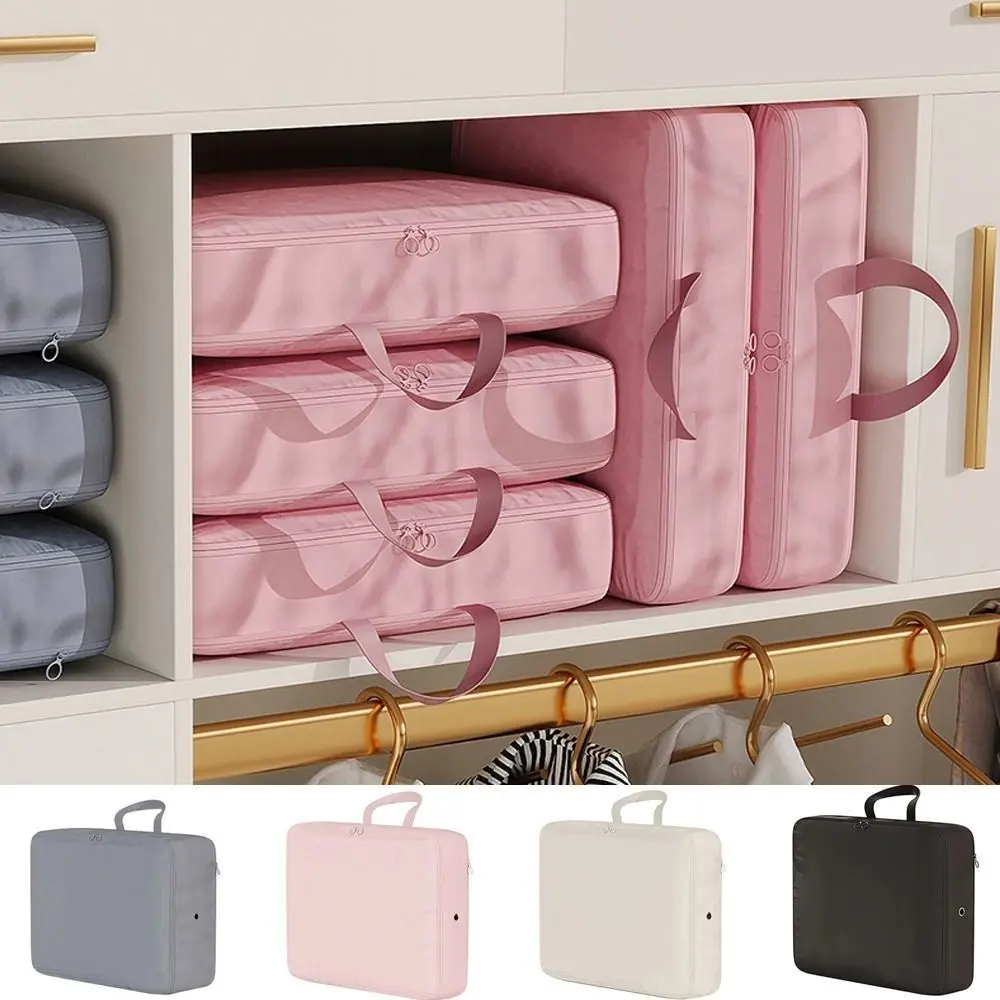 Polyester Down Jacket Storage Bag Large Capacity Foldable Puffer Jacket Storage Bag with Handle Compressed Travel Clothes Bag
