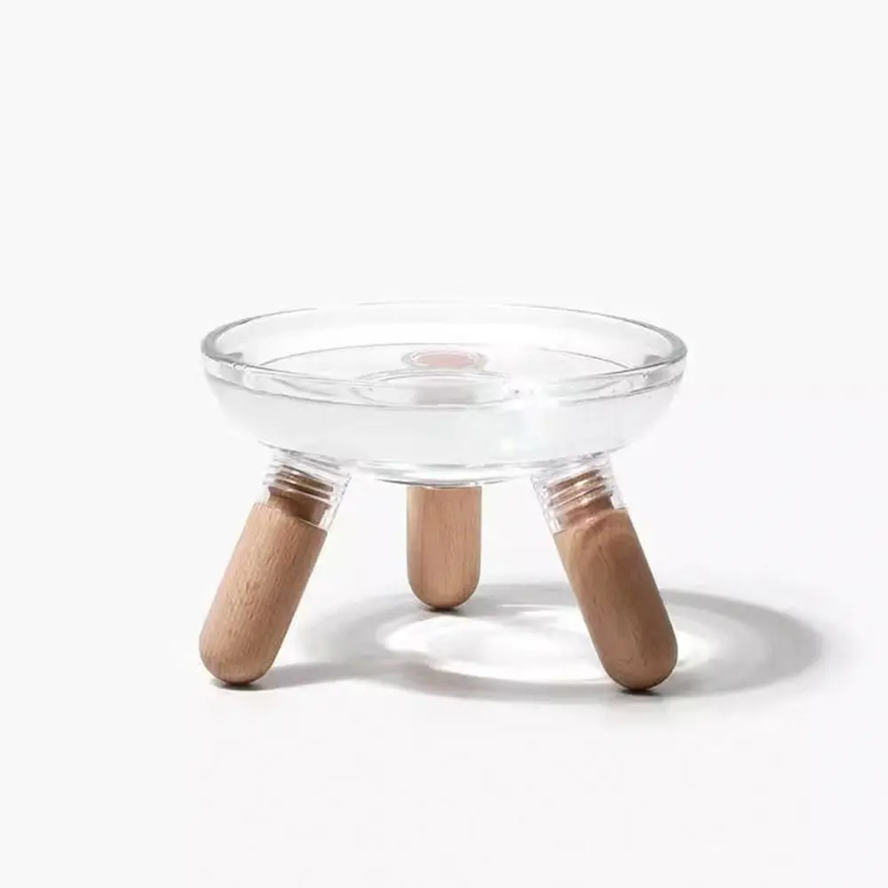 Protect Neck Elevated Cat Bowl Large Diameter Transparent Raised Pet Food Basin Non-slip Detachable Cat Feeder with Stand