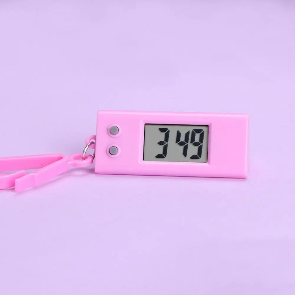 With buckle Triangle Electronic Hanging Clock Anti-fall Small Electronic Clock Keyring Silent Mini LED Digital Clock Backpack
