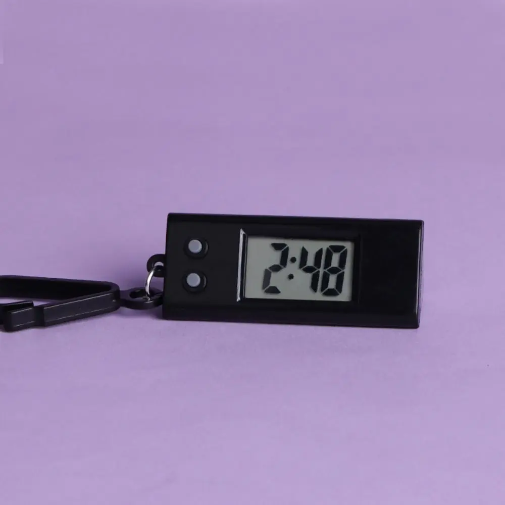 With buckle Triangle Electronic Hanging Clock Anti-fall Small Electronic Clock Keyring Silent Mini LED Digital Clock Backpack