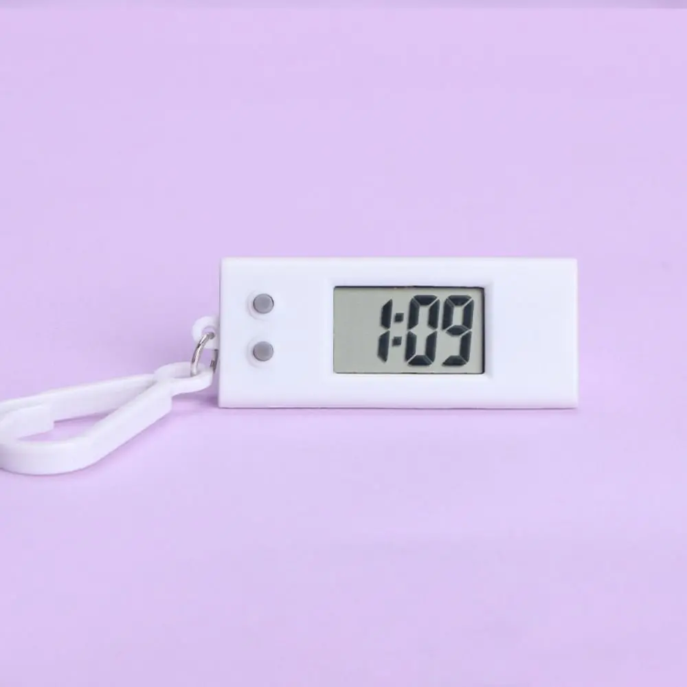 With buckle Triangle Electronic Hanging Clock Anti-fall Small Electronic Clock Keyring Silent Mini LED Digital Clock Backpack