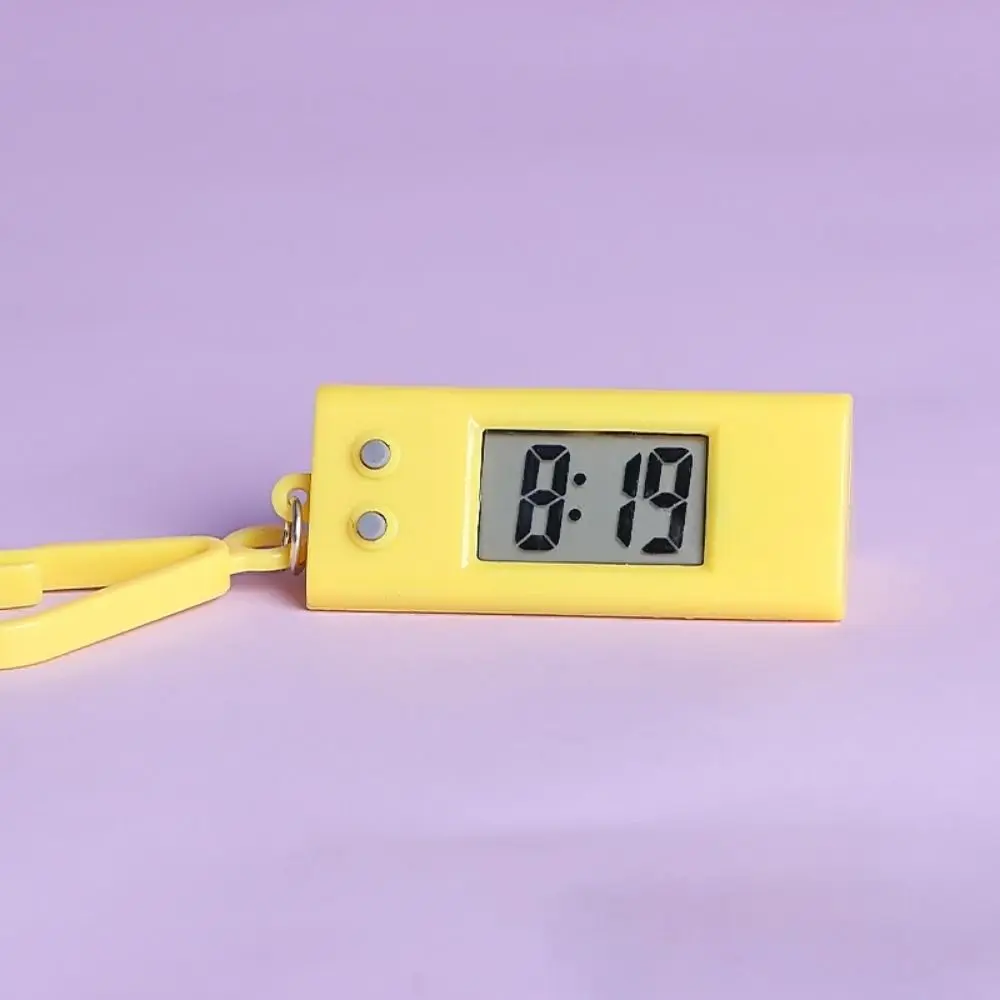 With buckle Triangle Electronic Hanging Clock Anti-fall Small Electronic Clock Keyring Silent Mini LED Digital Clock Backpack