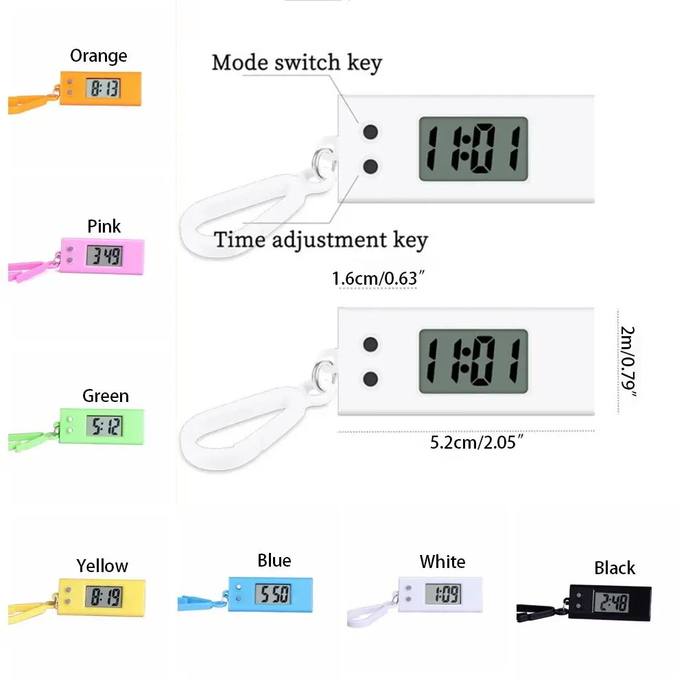 With buckle Triangle Electronic Hanging Clock Anti-fall Small Electronic Clock Keyring Silent Mini LED Digital Clock Backpack