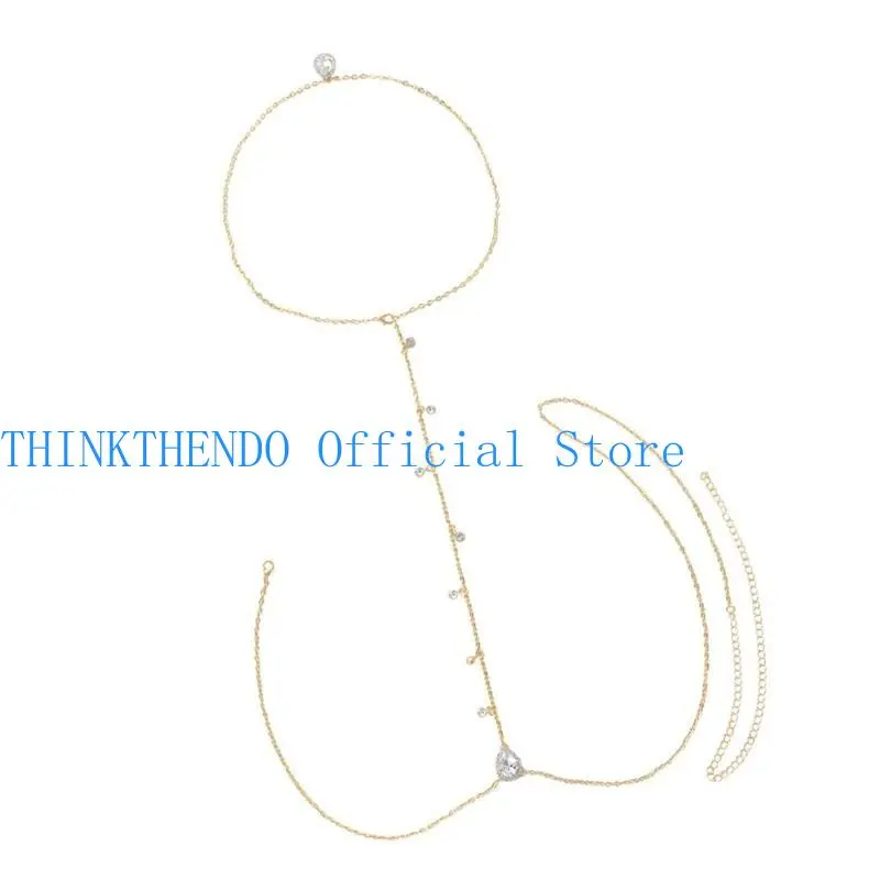 652F Necklace Crystal Waist Belt Belly Chain for Dress Chain Belt for Women Waist Chain Belt Belly Dance Accessories