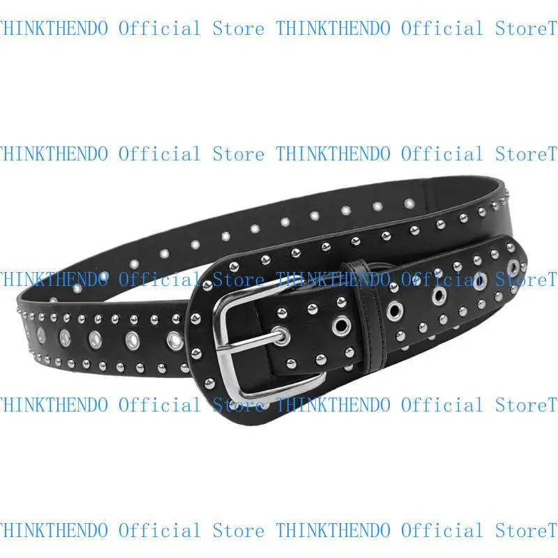 652F Western Belt for Women Decorative Belt for Pants Dress PU Leather Rivet Studded Cincher Belt Fashion Waistband for Daily