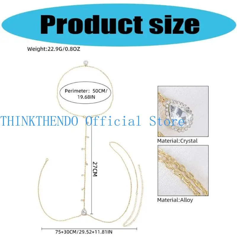 652F Necklace Crystal Waist Belt Belly Chain for Dress Chain Belt for Women Waist Chain Belt Belly Dance Accessories