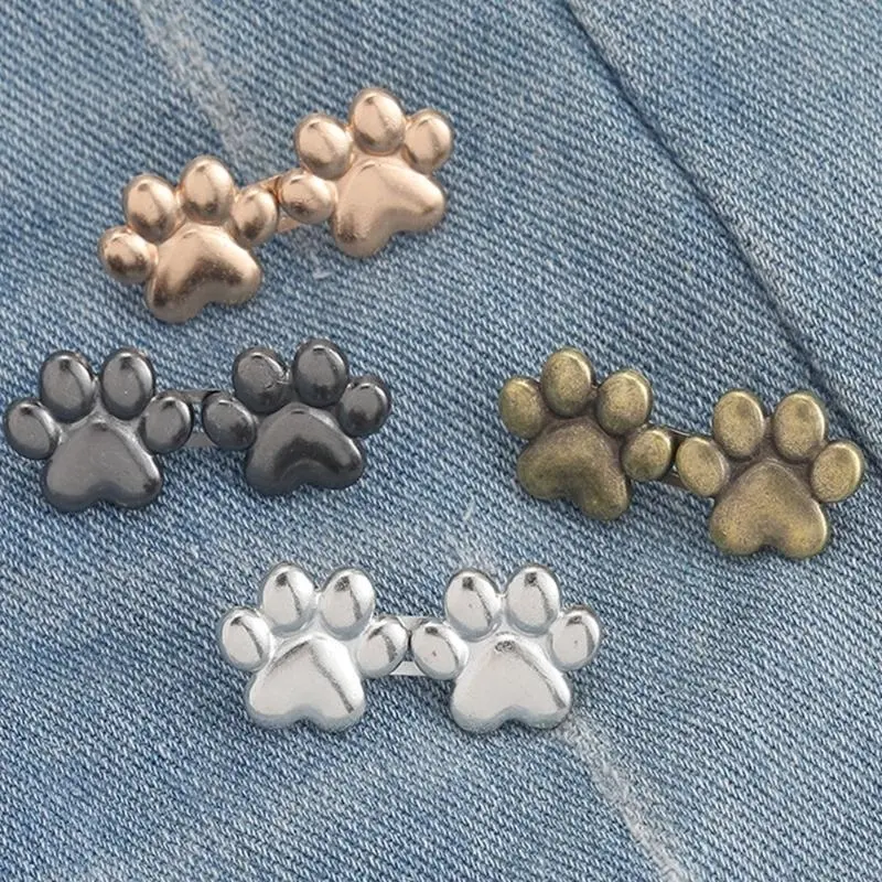 652F Tighten Waist Button Pin Buttons Alloy Paws Adjustable Waist Buckle for Women Girls Tighten Waist Jeans Button